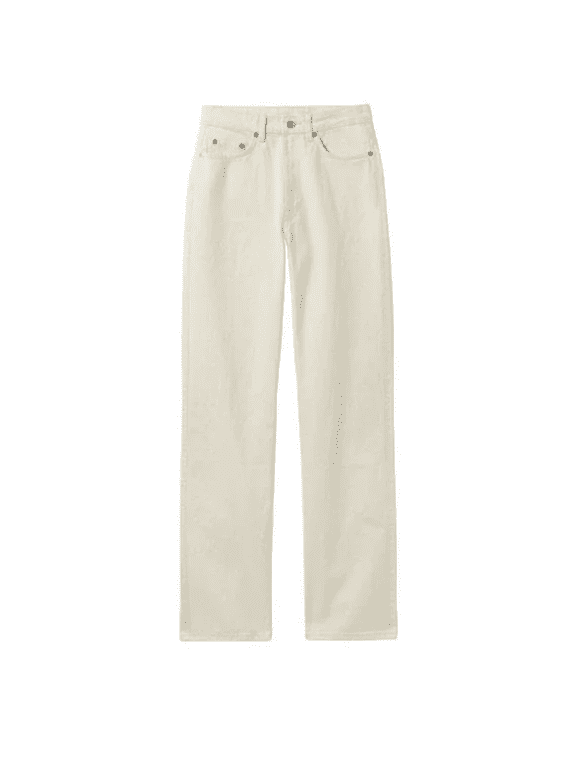 Rowe Extra High Straight Jeans in Beige Dusty Light, Size 24X34