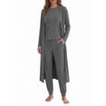 thumbnail image 1 of Weekease 3 Piece Sets for Women Crew Neck Tank Pockets Drawstring Pant Long Sleeve Cardigan Fall Pajamas Comfy Loungewear, 1 of 8