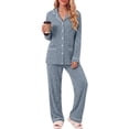 thumbnail image 1 of Weekease Pajama sets for Women Button up Tops Drawstring Pants Sleepwear Contrast Piping Fall Nightwear with Pockets, 1 of 7
