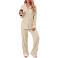 thumbnail image 1 of Weekease Pajama sets for Women Button up Tops Drawstring Pants Sleepwear Contrast Piping Fall Nightwear with Pockets, 1 of 7