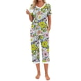 thumbnail image 1 of Weekease Printed Two Piece Pajama Sets for Women V Neck Short Sleeve Tops and Capri Casual Summer Sleepwear, 1 of 7