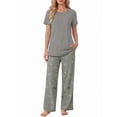 thumbnail image 1 of Weekease Two Piece Pajama Sets for Women Crew Neck Short Sleeve Tops and Printed Pant Casual Sleepwear, 1 of 7