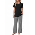 thumbnail image 1 of Weekease Two Piece Pajama Sets for Women Crew Neck Short Sleeve Tops and Printed Pant Casual Sleepwear, 1 of 7