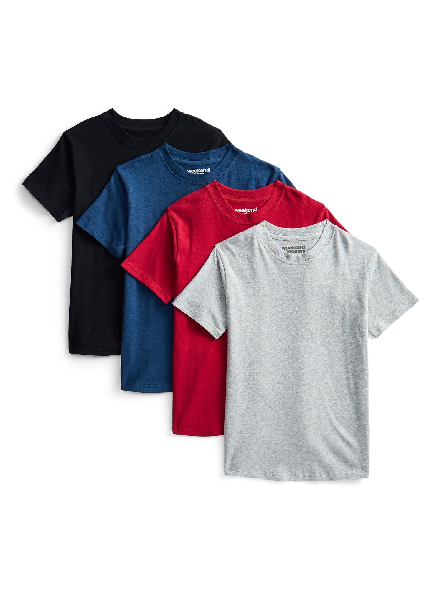 Weekend Academy Boys Cotton Blend Stretch Jersey Tee, 4-Pack, S-XL