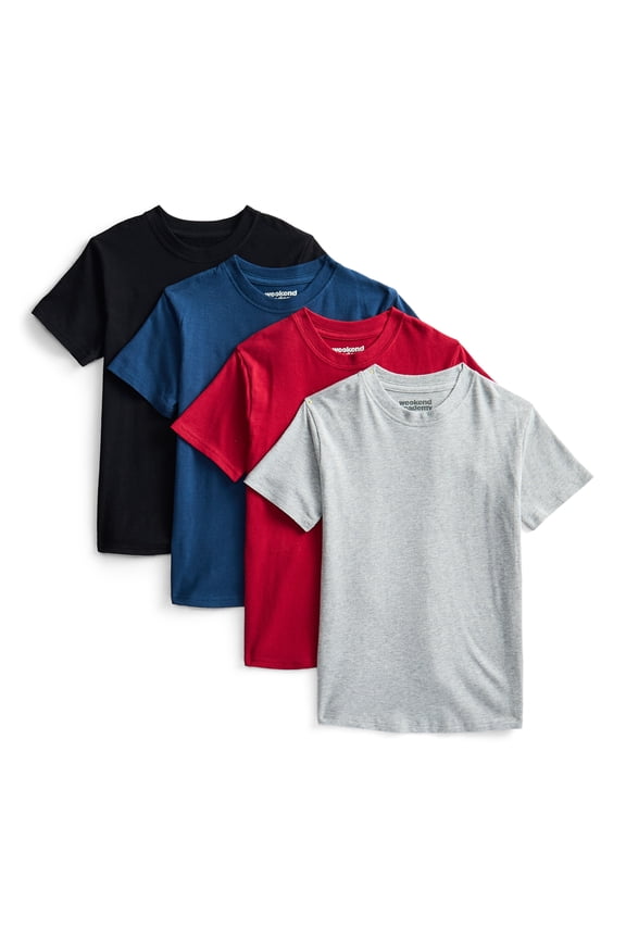Boys Cotton Blend Stretch Jersey Tee, 4-Pack, S-XL