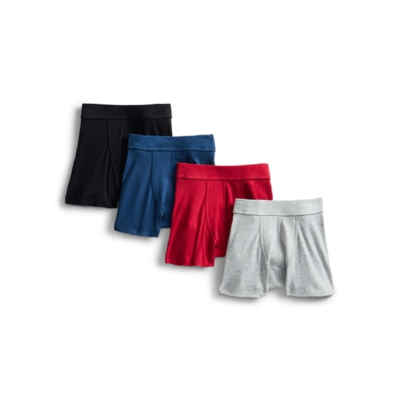 Weekend Academy Boys Stretch Ribbed Knit Boxer Briefs, 4-Pack, S-XL