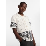 Weekend Academy Boys Crochet Button Shirt with Short Sleeves, Sizes 4-18