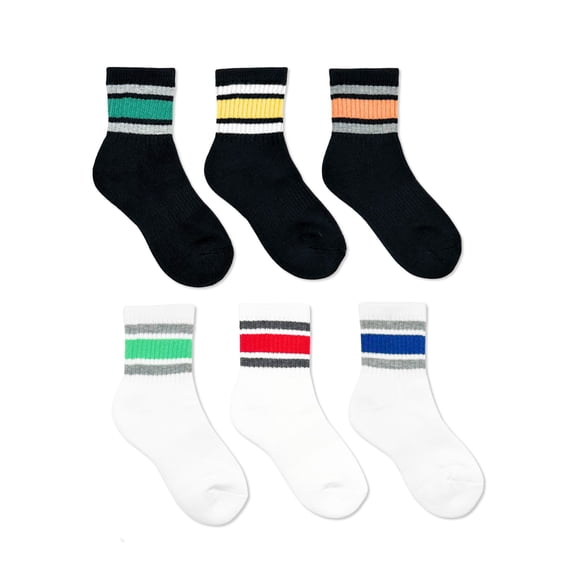 Weekend Academy Boys Mid Crew Socks, 6-Pack, Sizes S-L