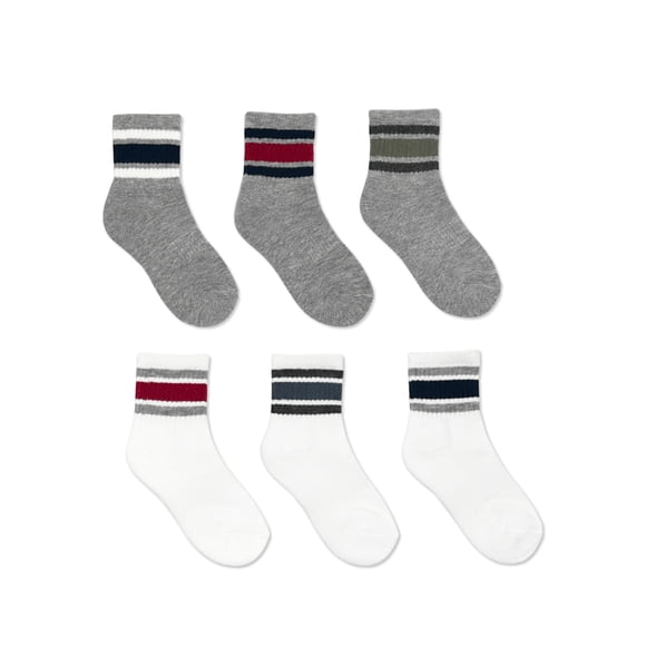 Weekend Academy Boys Mid Crew Socks, 6-Pack, Sizes S-L