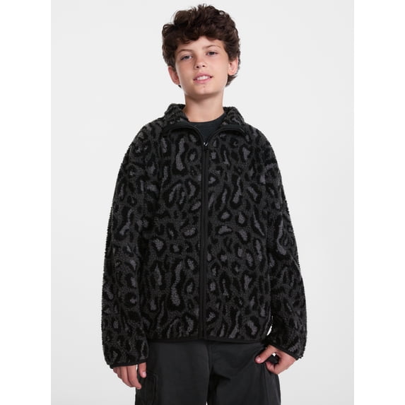 Weekend Academy Boys Faux Shearling Full Zip Mock Neck Jacket, Sizes 4-18