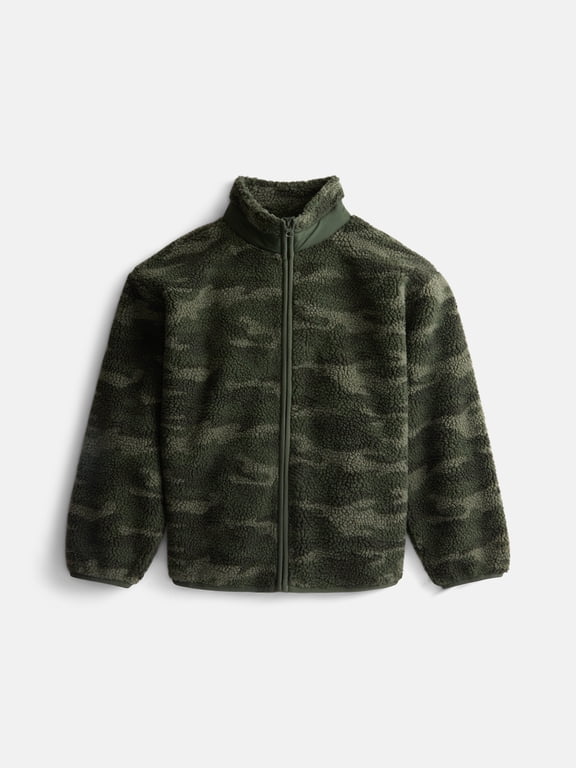 Boys Faux Shearling Full Zip Mock Neck Jacket, Sizes 4-18