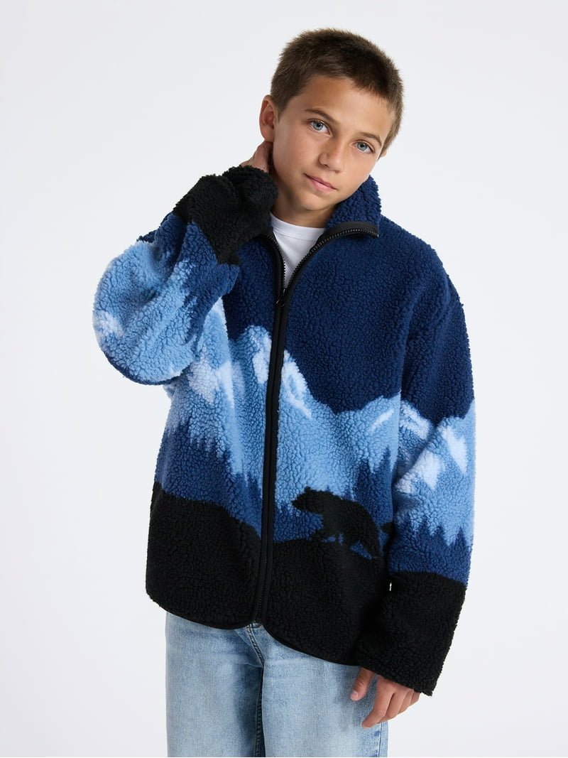 Weekend Academy Boys Faux Shearling Full Zip Jacket, Sizes 4-18