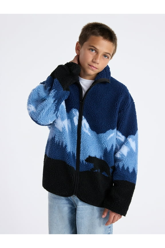 Boys Faux Shearling Full Zip Jacket, Sizes 4-18