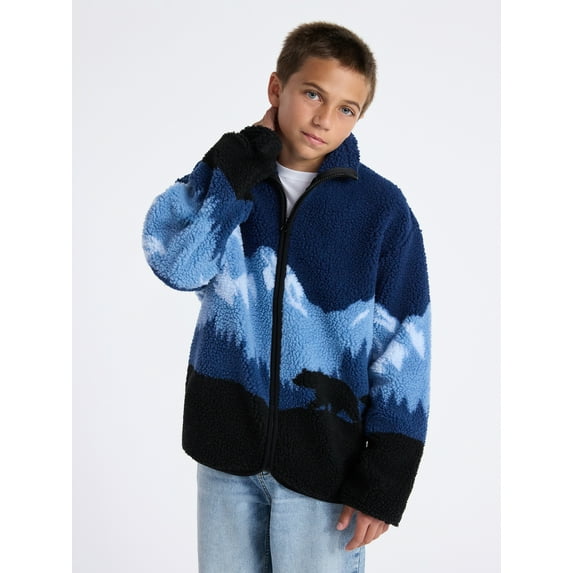 Weekend Academy Boys Faux Shearling Full Zip Jacket, Sizes 4-18
