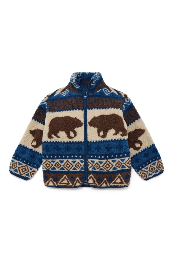 Boys Faux Shearling Full Zip Jacket, Sizes 4-18