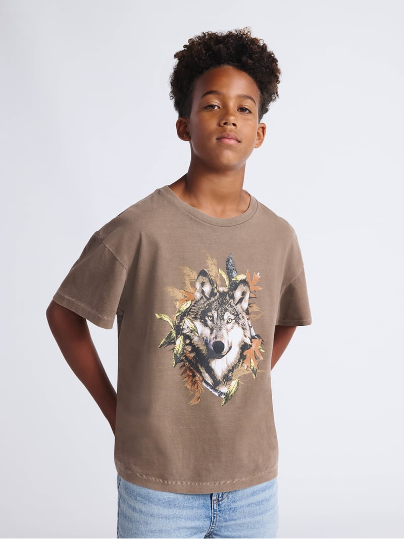 Weekend Academy Boys Oversized Graphic Tee with Short Sleeves