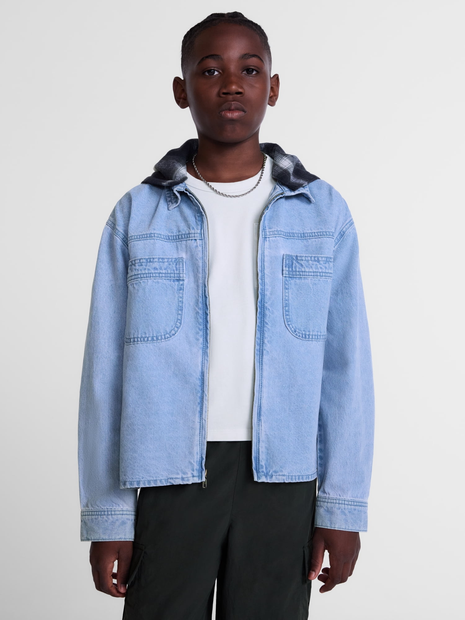 Weekend Academy Boys Hooded Denim Shacket, Sizes 4/5-18