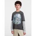 thumbnail image 1 of Weekend Academy Boys Layered Look Graphic Tee with Long Sleeves, Sizes 4-18, 1 of 5