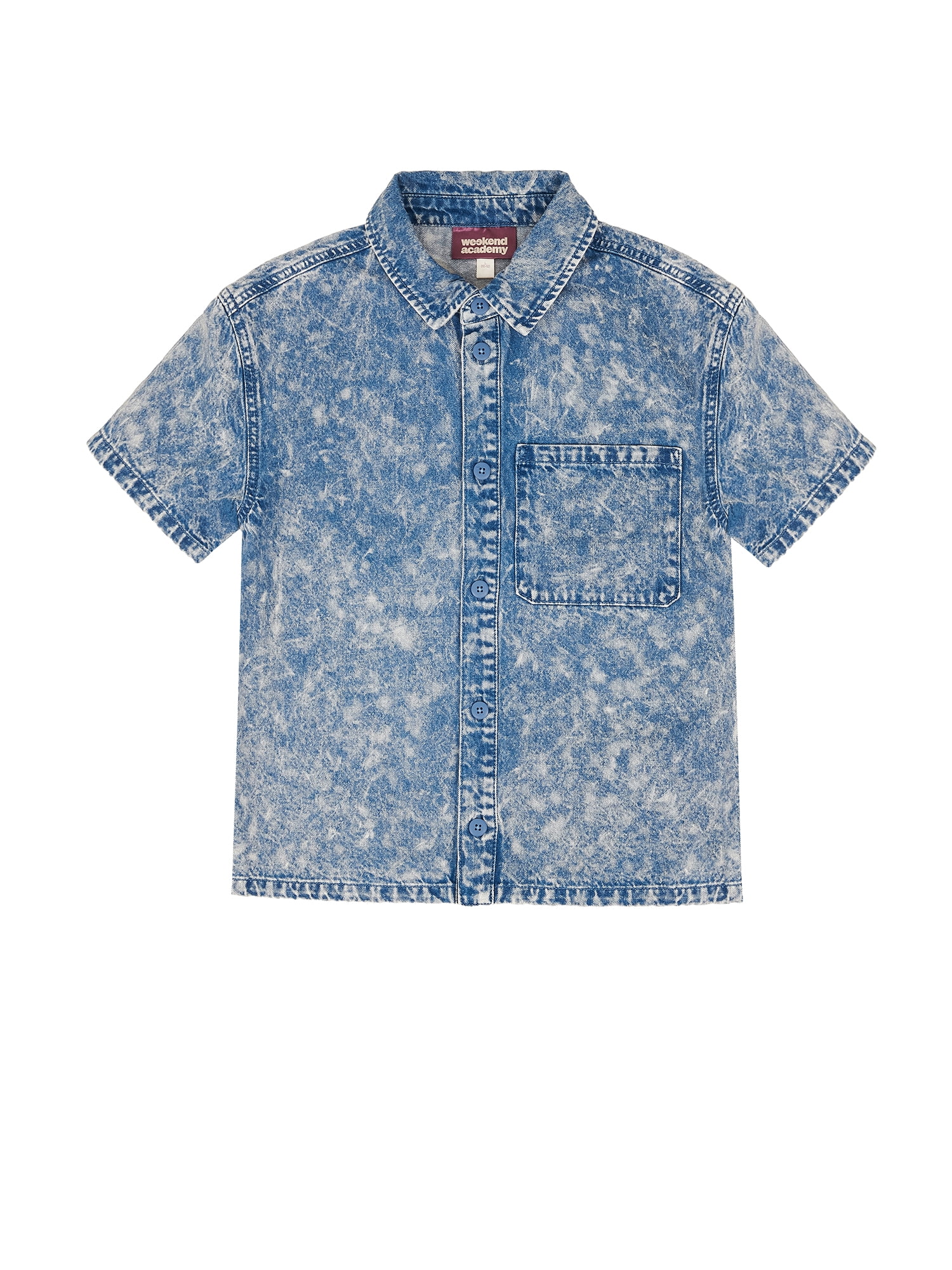 Weekend Academy Boys' Short Sleeve Denim Button Front Shirt, Sizes 4-18