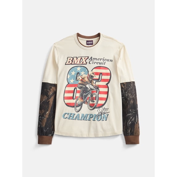 Weekend Academy Boys Layered Graphic Tee with Long Sleeves, Sizes 4-18