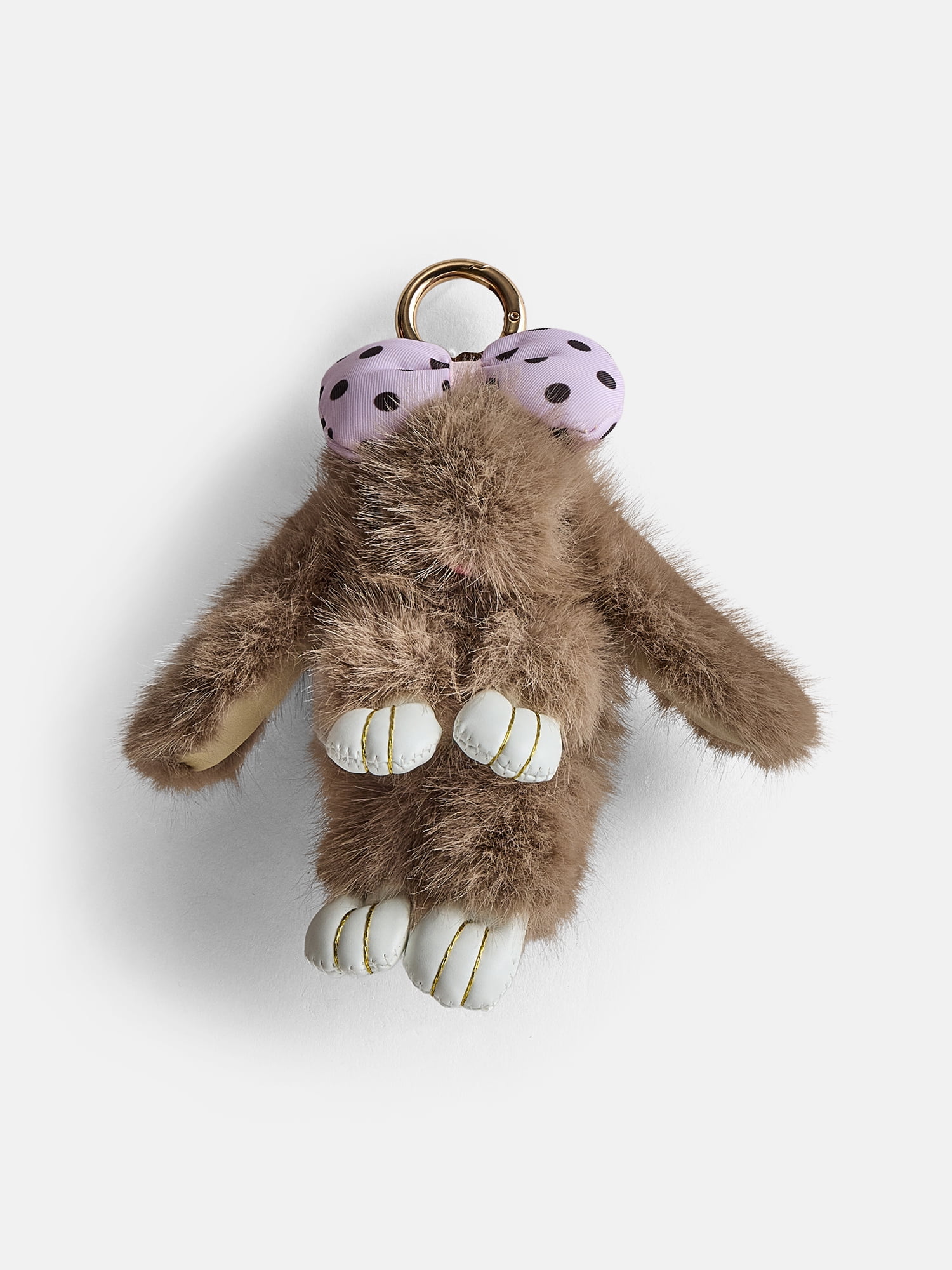 Weekend Academy Girls Bag Charm, Tan Bunny with Bow
