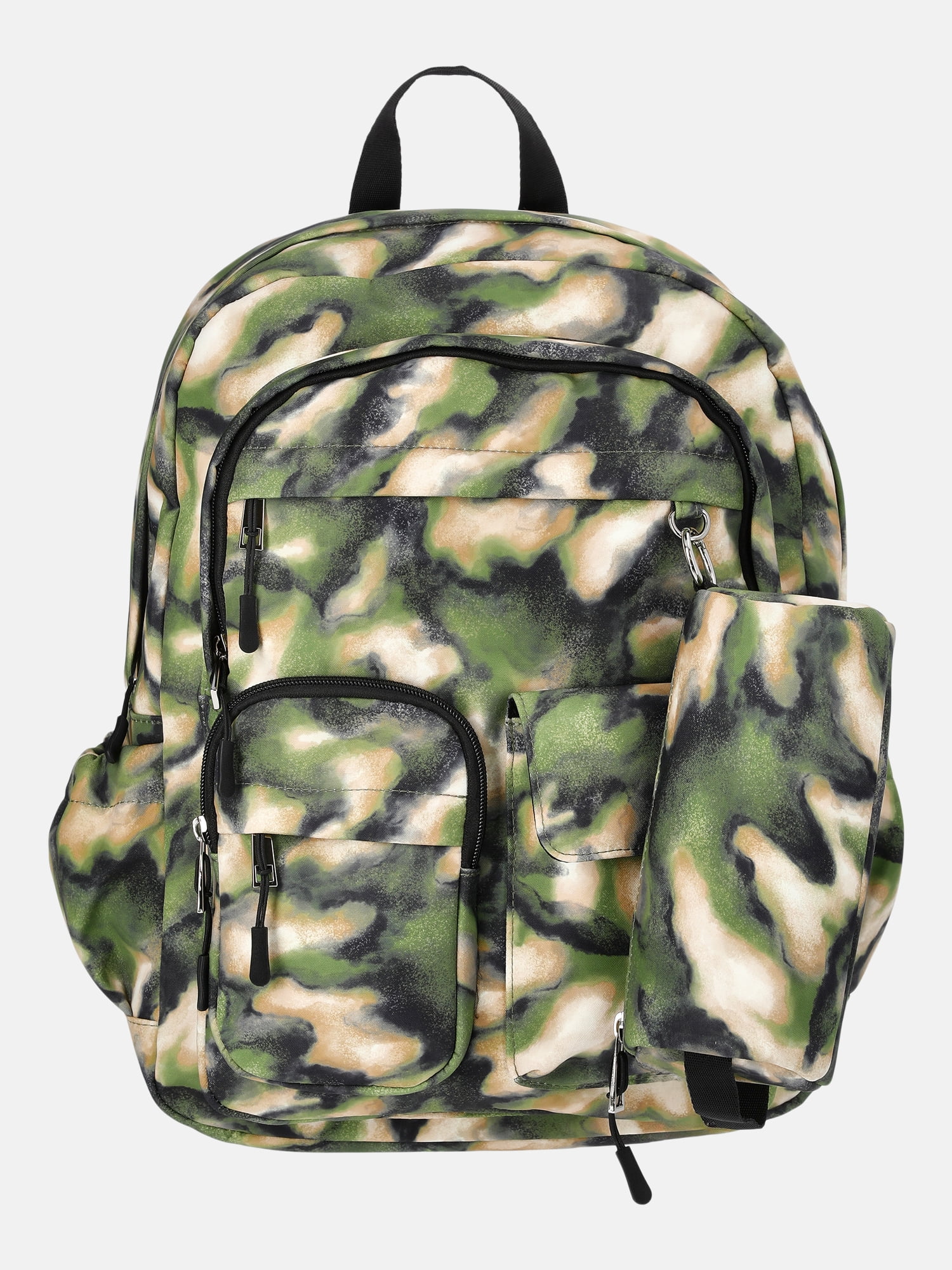 Weekend Academy Girl's Cargo Backpack with Pouch, Olive Abstract Camo