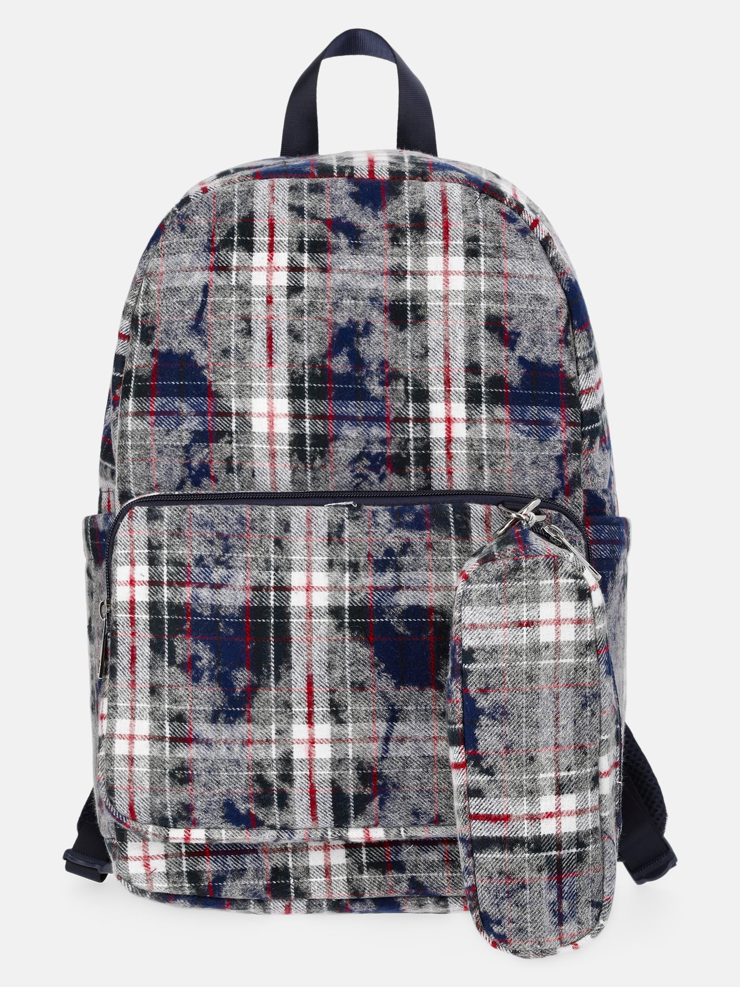 Weekend Academy Girl's Dome Backpack with Pouch, Navy Distressed Plaid