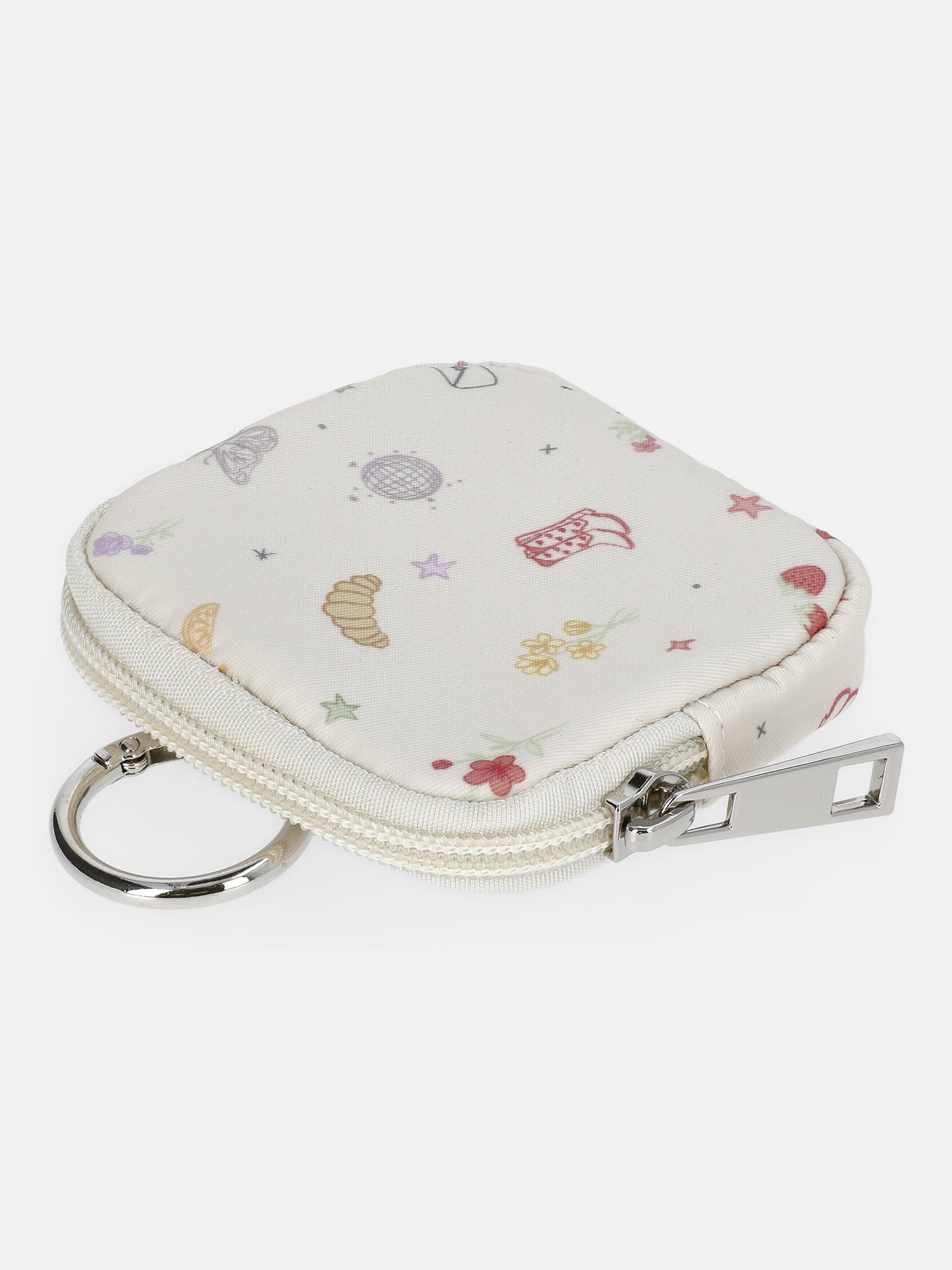 Weekend Academy Girls Mini Zip Pouch Bag Charm, Off-White Conversational