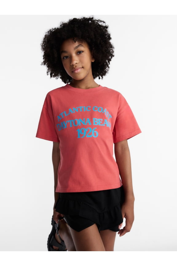 Girls Graphic Cotton Tee with Short Sleeves, Sizes 4-18