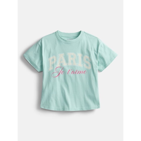 Girls Oversized Graphic Tee with Short Sleeves, Sizes 4-18