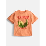 Weekend Academy Girls Oversized Graphic Cotton Tee with Short Sleeves, Sizes 4-18