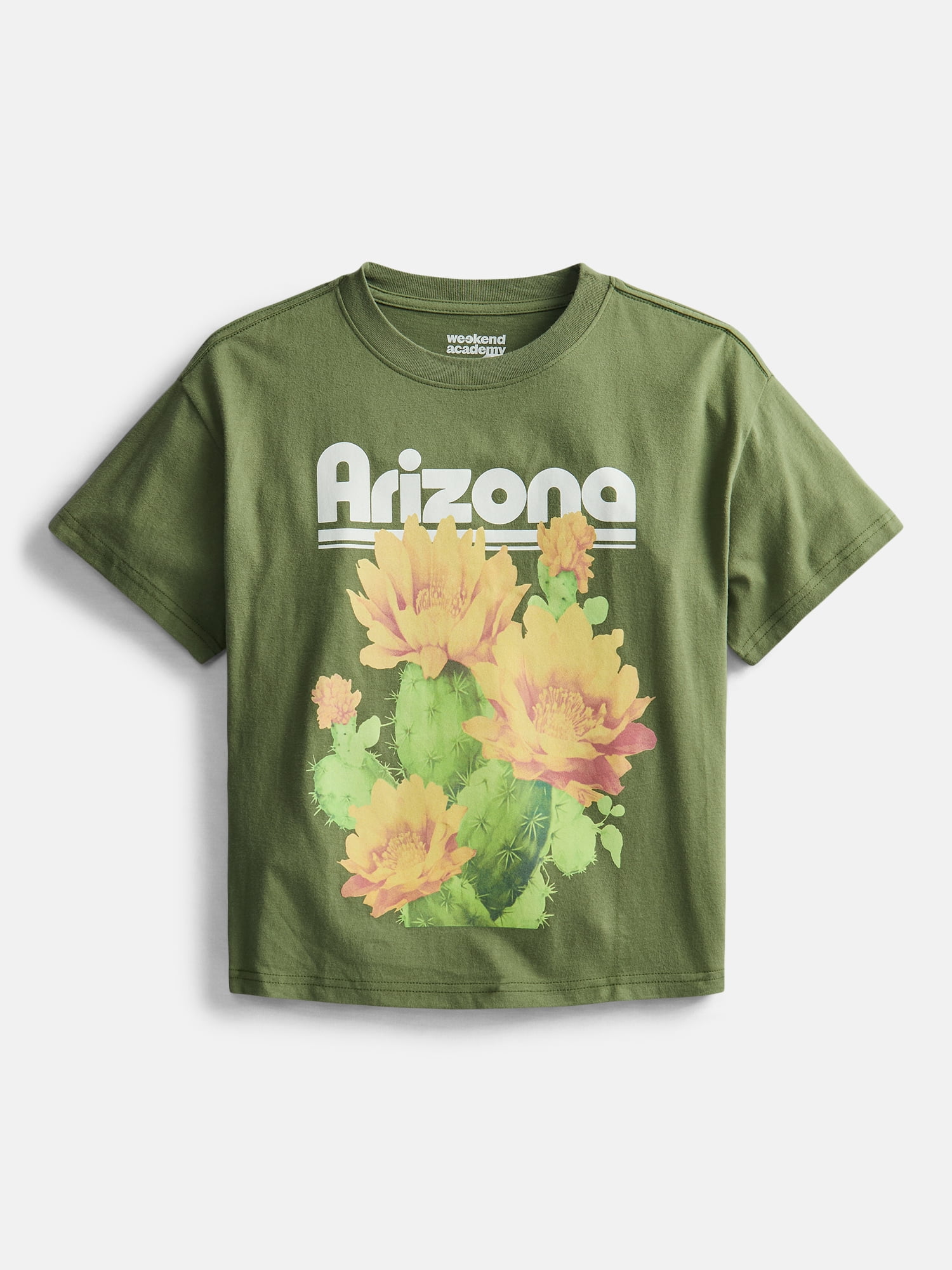 Weekend Academy Girls Graphic Cotton Tee with Short Sleeves, Sizes 4-18