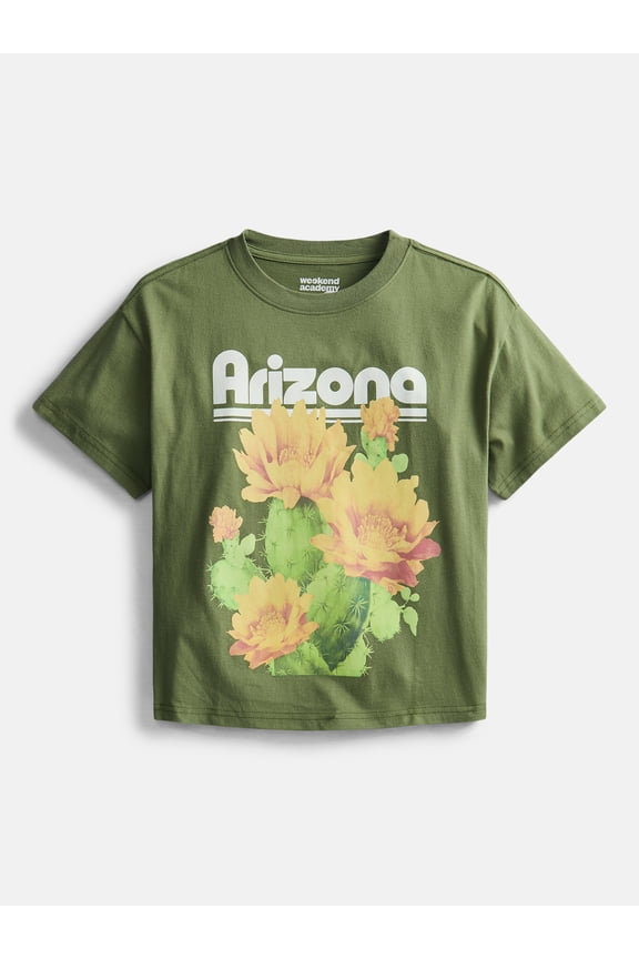 Girls Graphic Cotton Tee with Short Sleeves, Sizes 4-18