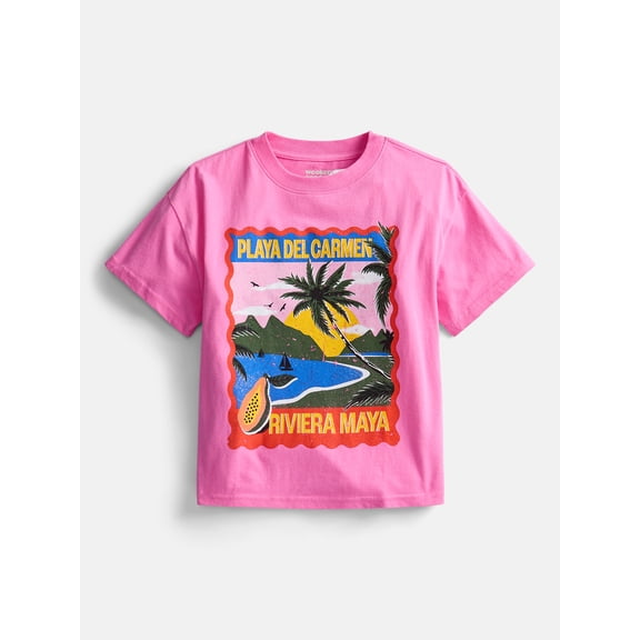 Weekend Academy Girls Graphic Cotton Tee with Short Sleeves, Sizes 4-18