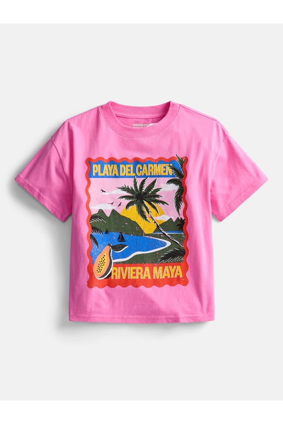Girls Graphic Cotton Tee with Short Sleeves, Sizes 4-18