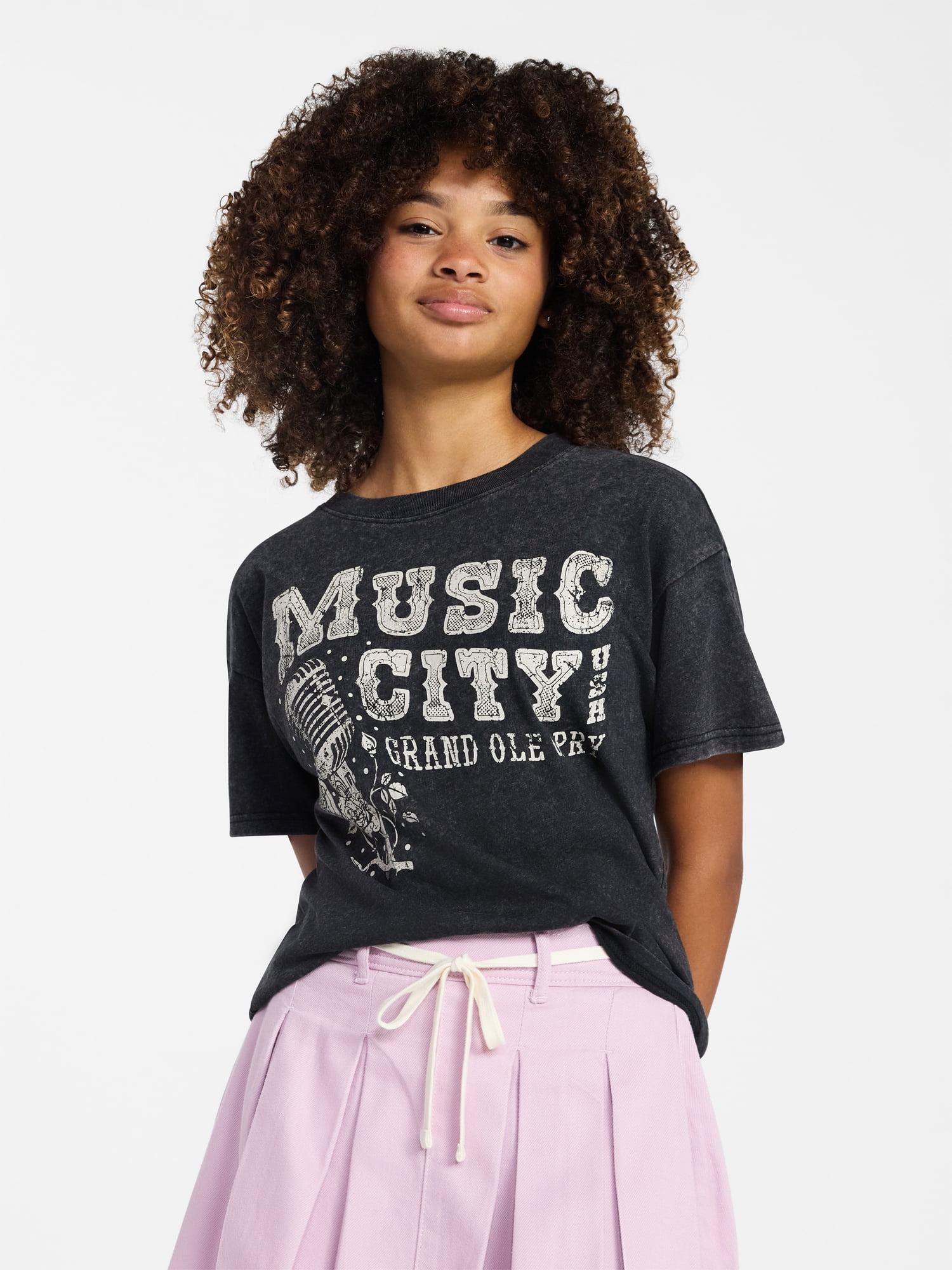 Weekend Academy Girls Oversized Graphic Tee with Short Sleeves, Sizes 4-18