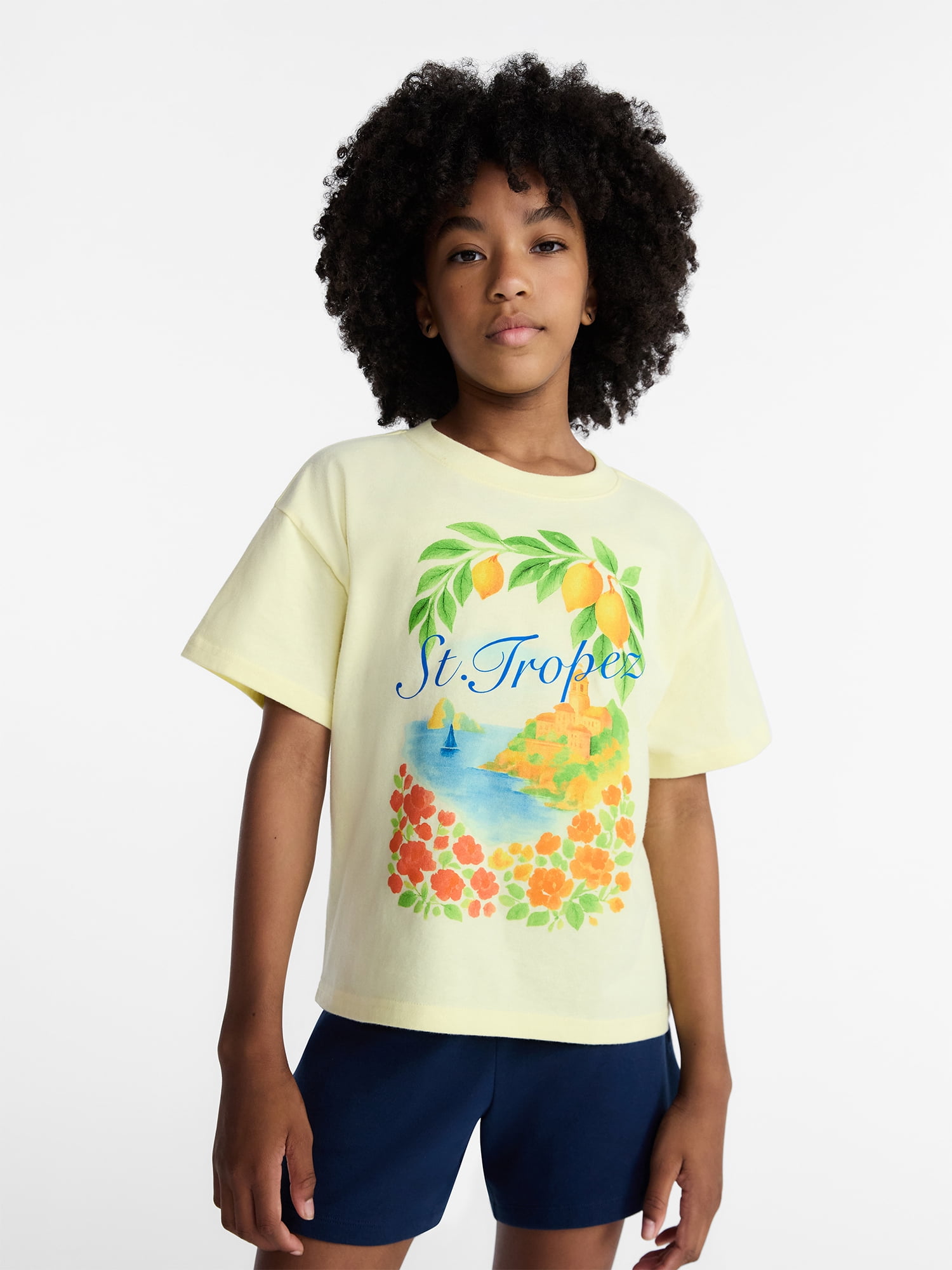 Weekend Academy Girls Graphic Cotton Tee with Short Sleeves, Sizes 4-18
