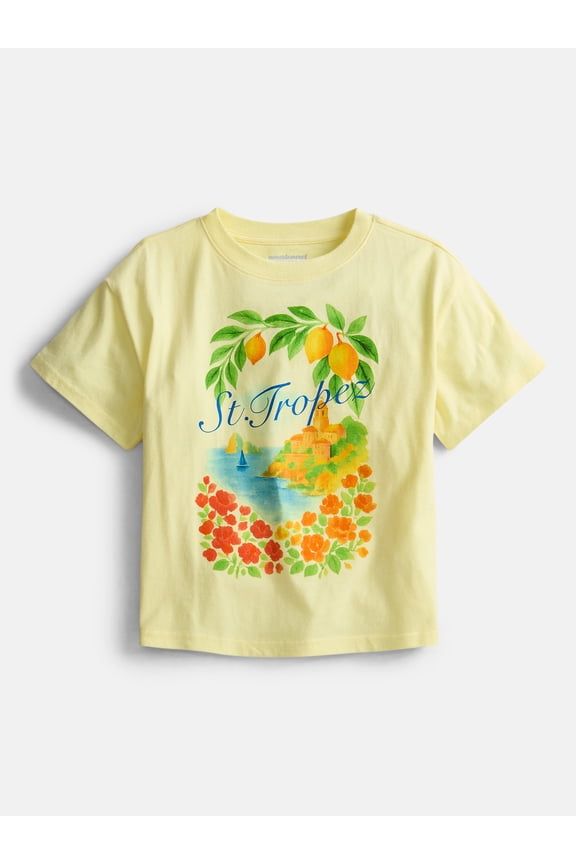 Girls Graphic Cotton Tee with Short Sleeves, Sizes 4-18