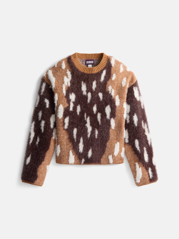 Girls Animal Print Crewneck Sweater, Sizes 4-18