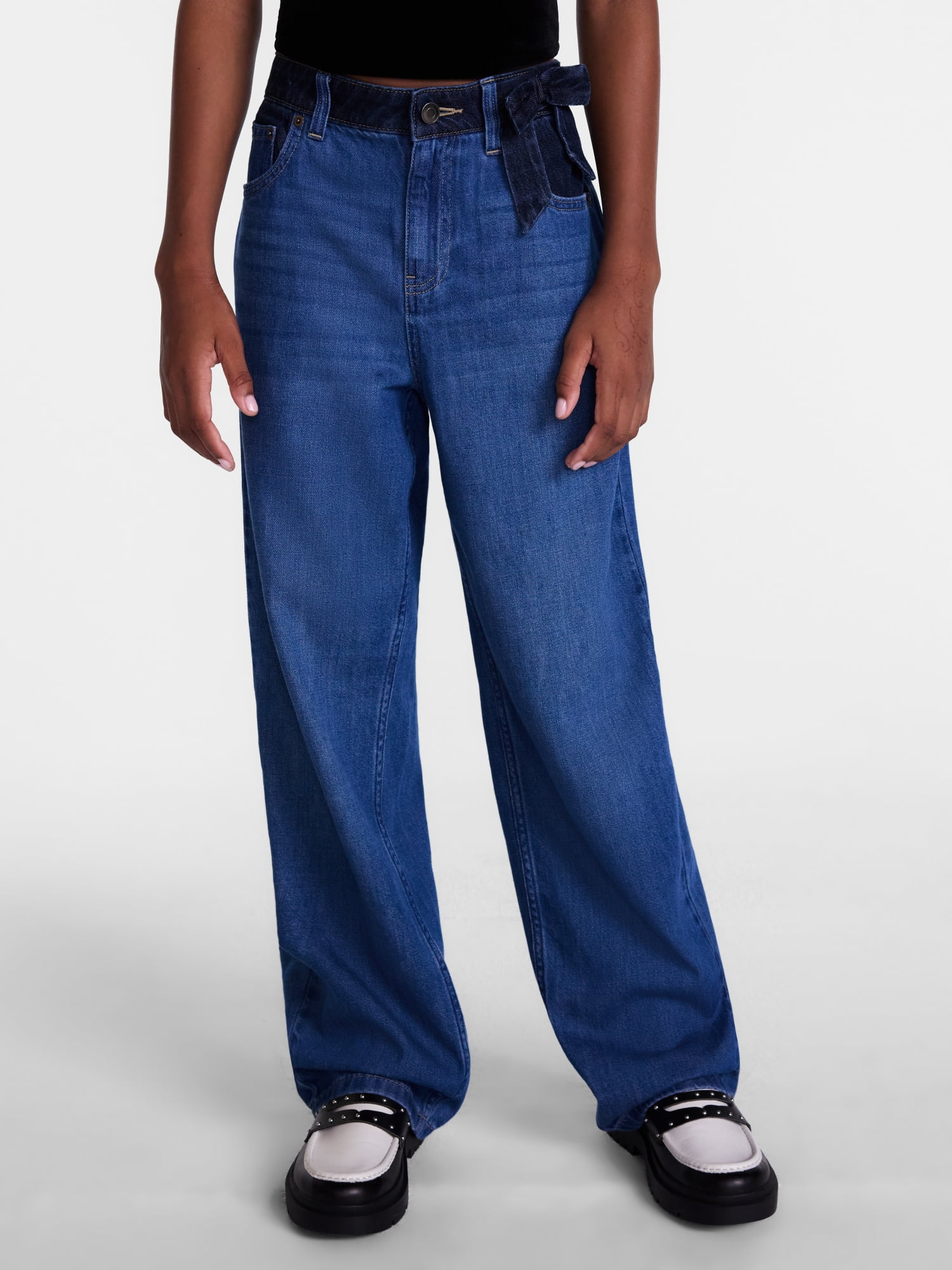 Weekend Academy Girls Baggy Jeans with Bow, Sizes 4-18 - Walmart.com