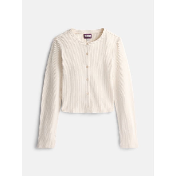 Weekend Academy Girls Long Sleeve Ribbed Button Front Top, Sizes 4-18