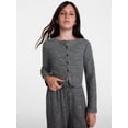 thumbnail image 1 of Weekend Academy Girls Long Sleeve Ribbed Button Front Top, Sizes 4-18, 1 of 5