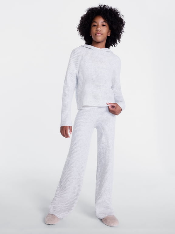 Girls Ribbed Knit Hoodie and Pants Set, 2 Piece, Sizes 4-18