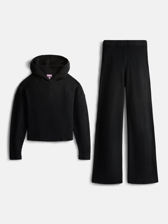 Girls Ribbed Knit Hoodie and Pants Set, 2 Piece, Sizes 4-18
