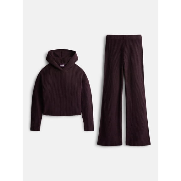 Weekend Academy Girls Ribbed Knit Hoodie and Pants Set, 2 Piece, Sizes 4-18