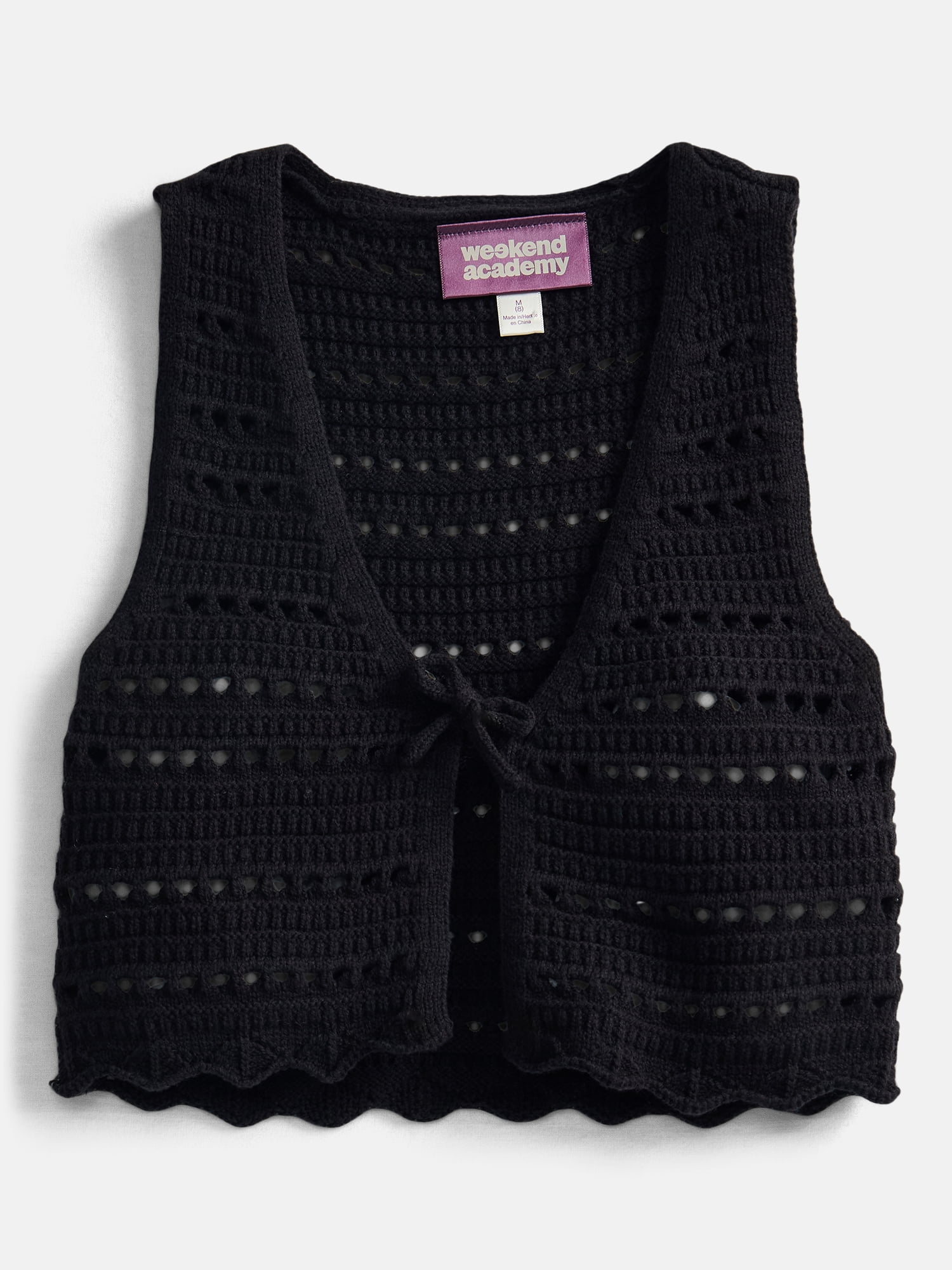 Weekend Academy Girls Crochet Tie Front Vest, Sizes 4-18