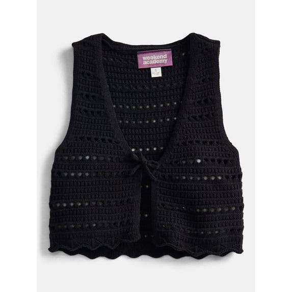 Weekend Academy Girls Crochet Tie Front Vest, Sizes 4-18