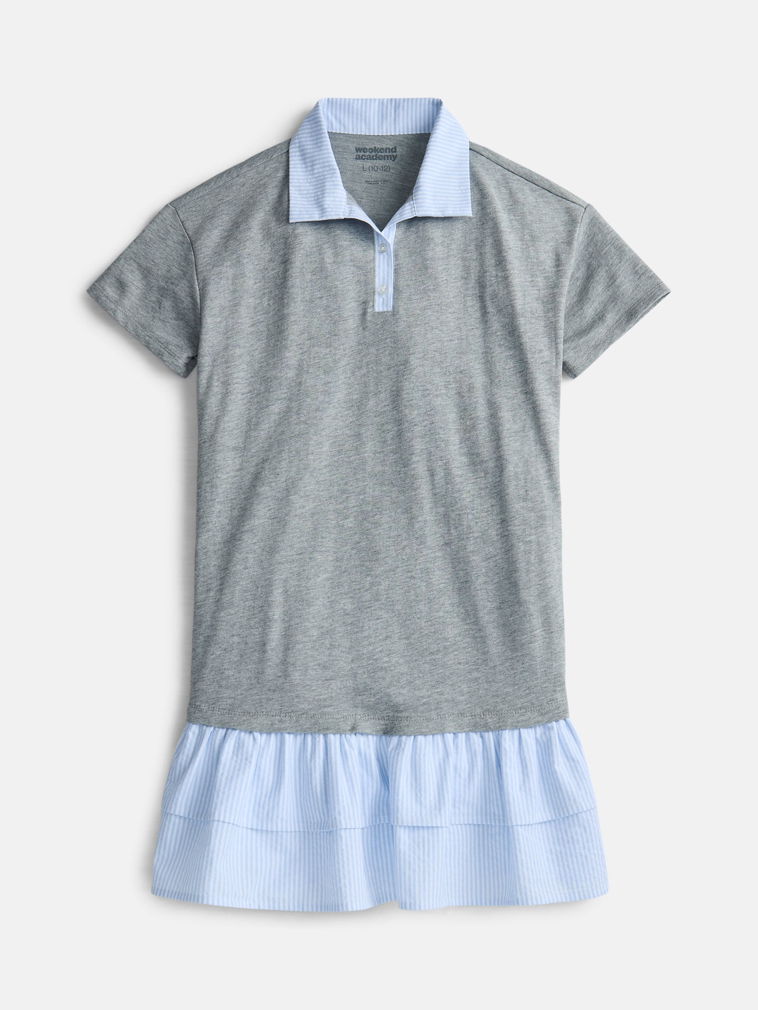 Weekend Academy Girls Double Ruffle French Terry Rugby Dress, Sizes 4-18