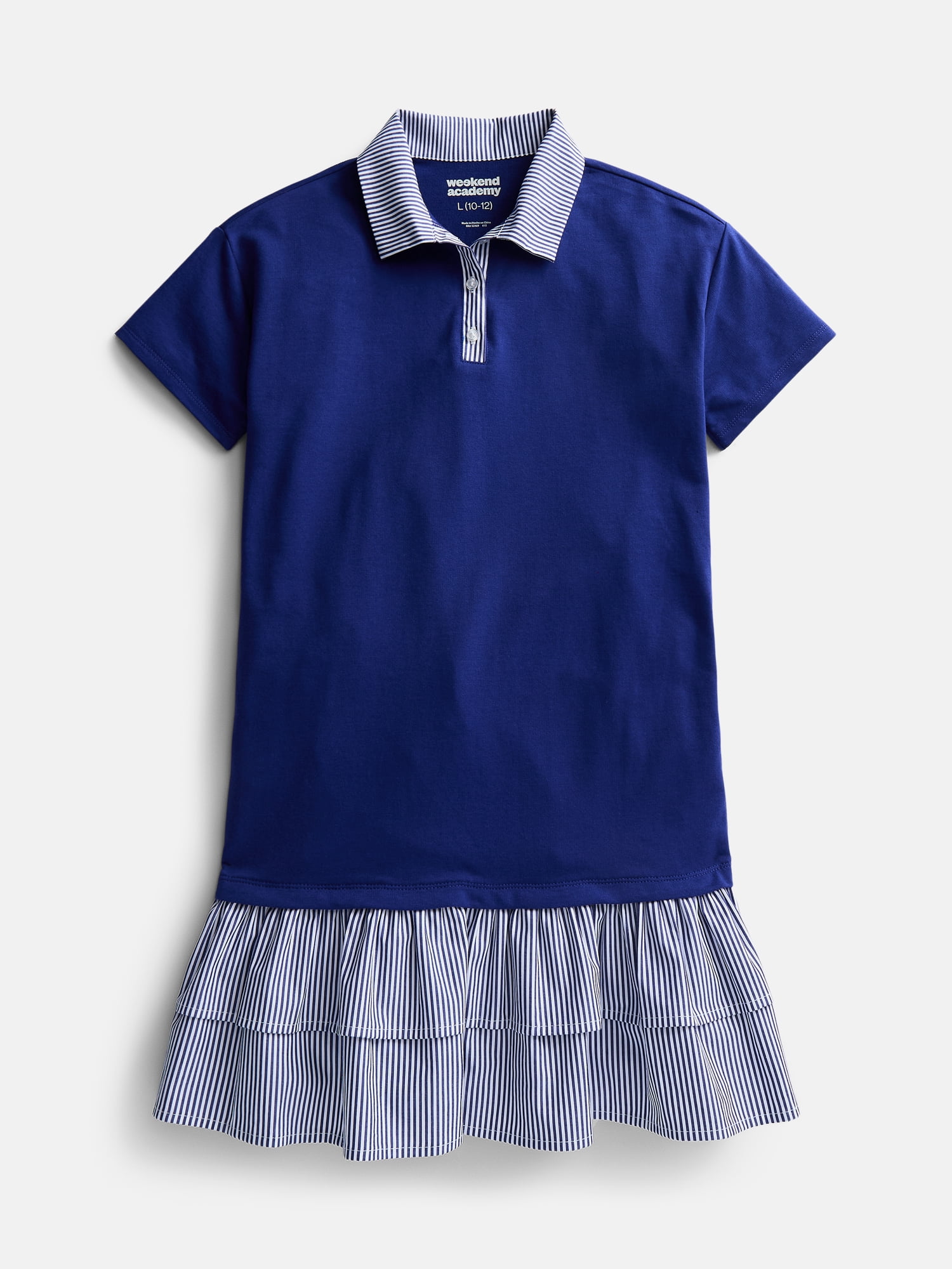 Weekend Academy Girls Double Ruffle French Terry Rugby Dress, Sizes 4-18
