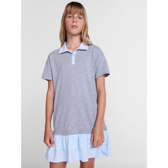 Weekend Academy Girls Double Ruffle French Terry Rugby Dress, Sizes 4-18